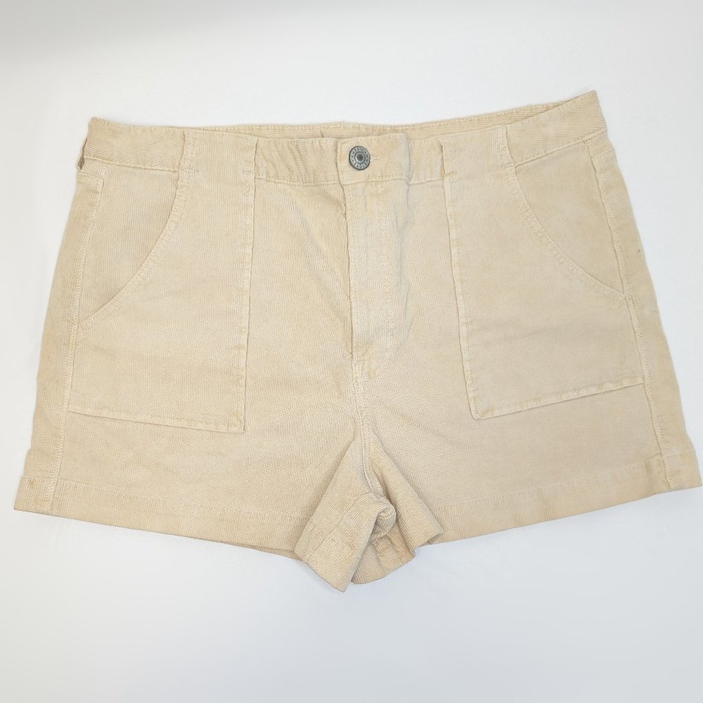 American Eagle Super Stretch Tan Corduroy Denim Shorts Size Women's 18